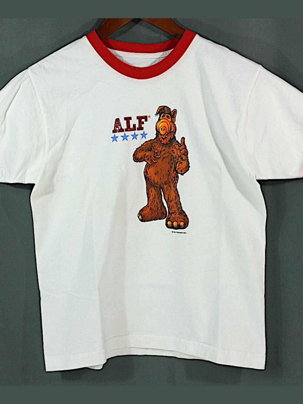 Vintage Alf TV Show Cotton Ringer Red White T-Shirt S 1980s 2000s Alien